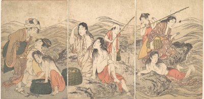 Girl Fishers and Bathers」（1791年）。 作： Kitagawa Utamaro