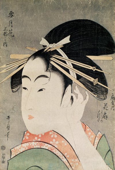 女性の頭（カラー木版画） 作： Kitagawa Utamaro