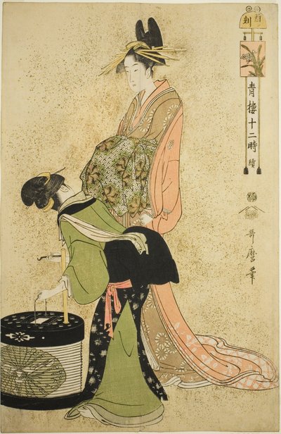 酉の刻 (とりのこく) 連載「聖路十二時続」より 作： Kitagawa Utamaro