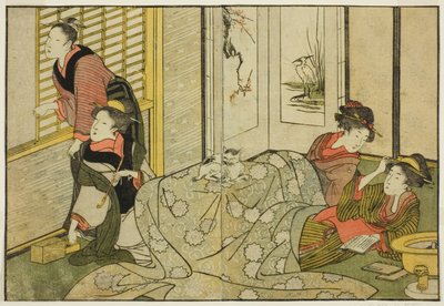 雪の日の室内風景 絵本『絵本 四季の花』vol. 2 作： Kitagawa Utamaro