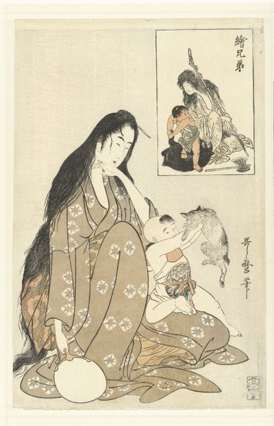 金時と山姥 きょうだいの絵（連載タイトル） えきょうだい 作： Kitagawa Utamaro