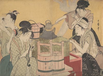 台所の風景、1794-95年頃。 作： Kitagawa Utamaro