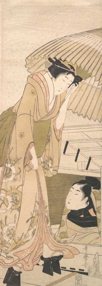 雪の中のランディング・ステージ 雪の桟橋、1800年。 作： Kitagawa Utamaro