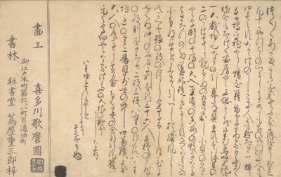 貝殻の書の最後のページ、1790 年。 作： Kitagawa Utamaro