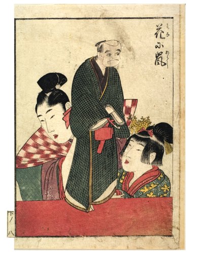 男性と女性のマニピュレーターによるマリオネットのシーン、c。 1758-1806年（紙に木版画） 作： Kitagawa Utamaro