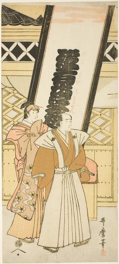 四代目松本幸四郎と中山富三郎 三部作『六歌仙』左手下 作： Kitagawa Utamaro