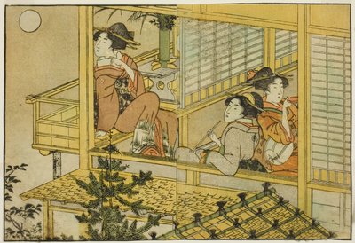 お月見会、図鑑「絵本 四季の花」vol. 2 作： Kitagawa Utamaro
