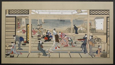 18世紀後半の相模土蔵での月光の歓楽。 作： Kitagawa Utamaro
