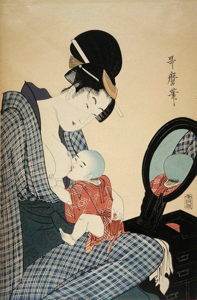 母と子、1797年。 作： Kitagawa Utamaro