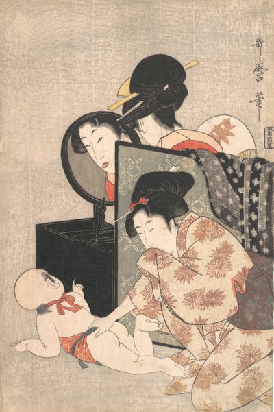 母と子、1793年頃 作： Kitagawa Utamaro