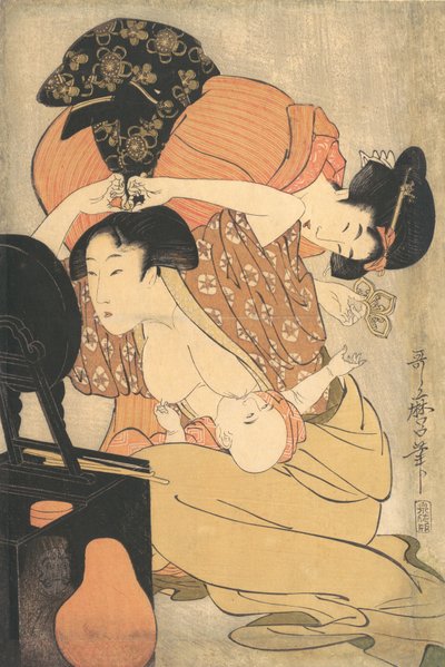 母と子、1793年頃 作： Kitagawa Utamaro