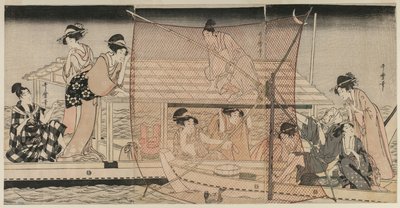隅田川の夜の網漁 作： Kitagawa Utamaro