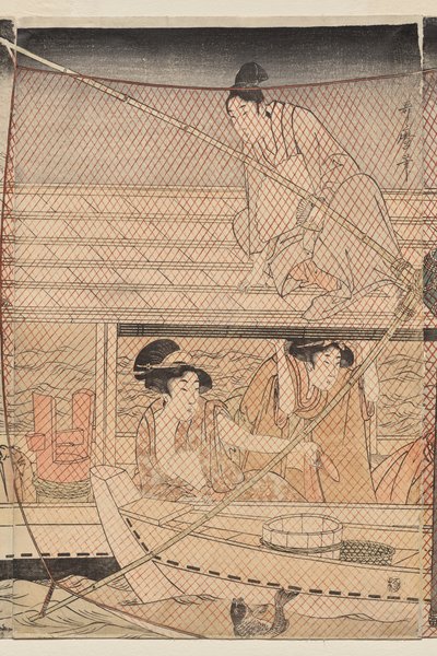 隅田川の夜の網漁 作： Kitagawa Utamaro