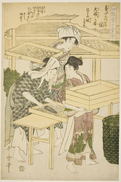 連載「養蚕手仕事草」より 4号（し） 作： Kitagawa Utamaro