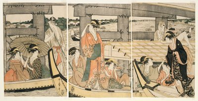 オン とｐ 案ｄ べねあｔｈ 呂国 Ｂ理ｄげ （呂国橋 の 上、 した） 作： Kitagawa Utamaro