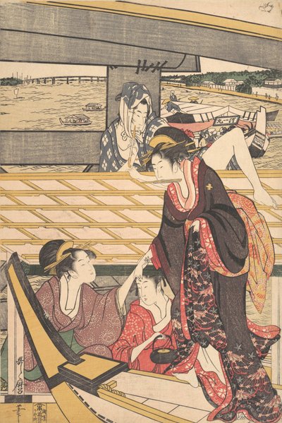 両国橋下の隅田川での舟遊びの様子（1796年頃 作： Kitagawa Utamaro