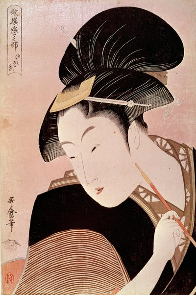 女の肖像 喜多川歌麿（1753-1806）の日本の版画 作： Kitagawa Utamaro