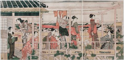 歌麿・喜多川（1753-1806）作、1790年頃 - カラー木版、37,3x75,8 - 個人蔵 作： Kitagawa Utamaro