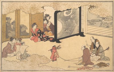 パフォーマンスを見る、1789年。 作： Kitagawa Utamaro
