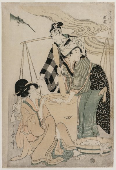 ファッショナブル・シックス・ジュエル・リバーズ・シリーズからの摂津地方玉川風流ムー、c。 1804年。 作： Kitagawa Utamaro