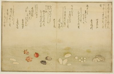 すだれー外、 はな～街、 桜ー外、 むめノーがい、 なでしこー外、 案ｄ 砧ー外、 ｆろｍ テェ いっぅｓｔラテｄ 簿おｋ ”技ｆｔｓ ｆろｍ テェ えっｂ 地で （潮干 の 苞）” 作： Kitagawa Utamaro