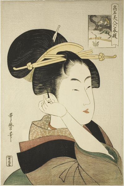 六美不死の詩人にたとえられた有名な美女シリーズの辰巳ロコ 作： Kitagawa Utamaro