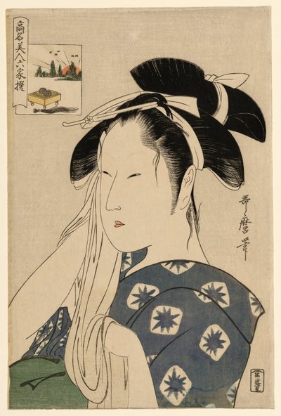 『孔明美人六歌仙』シリーズ 朝日屋未亡人 作： Kitagawa Utamaro