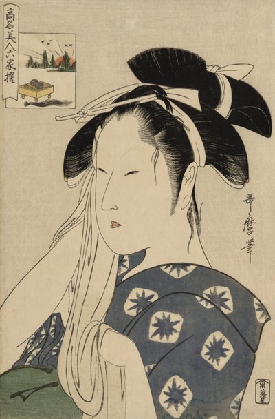 あさひや未亡人、シリーズから名高い美女を六人の不滅の詩人にたとえたもの 作： Kitagawa Utamaro