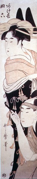 花魁アゲマキと勇者スケロク」1797-98年頃（カラー木版画） 作： Kitagawa Utamaro