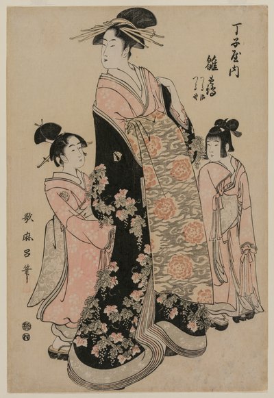 てぇ 校ｒ手さん 雛鶴 おｆ チョ時や ウィｔｈ へｒ あっ天壇ｔｓ 鶴二 案ｄ ツルの 作： Kitagawa Utamaro