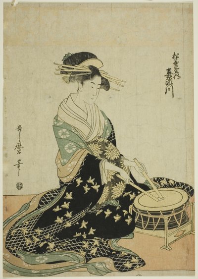 松葉屋の遊女5人による無題シリーズより 松葉屋の遊女黄瀬川 作： Kitagawa Utamaro