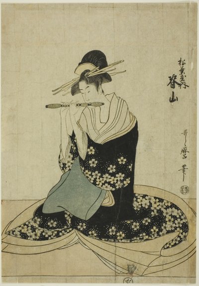 松葉屋の花魁5人組無題シリーズより松葉屋の瀬山花魁 作： Kitagawa Utamaro