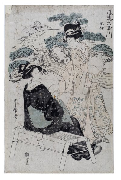 エレガントな6つの宝石の川、1800〜1805年頃（紙に木版画） 作： Kitagawa Utamaro