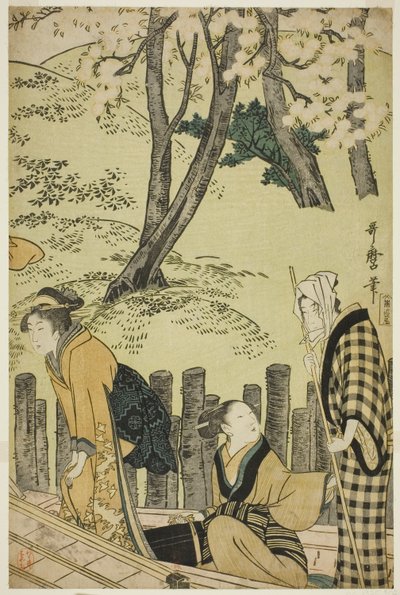 三めぐりの土手 作： Kitagawa Utamaro