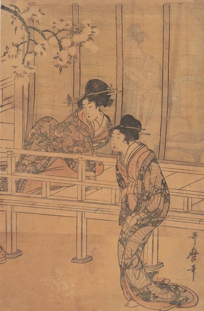 葵上に見送られる六条御息所 1805年頃 作： Kitagawa Utamaro