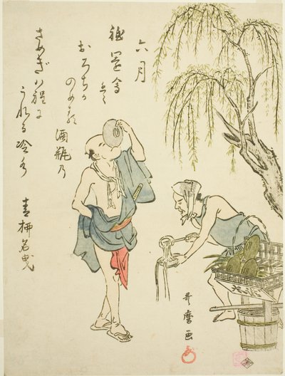 六月（六月） 題名未定 十二月の風俗画集 狂歌付 作： Kitagawa Utamaro