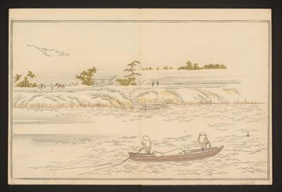 雪の隅田川のほとり 作： Kitagawa Utamaro