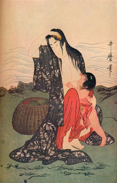 The Pearl Divers、c1797-98、1936の中央パネル。 作： Kitagawa Utamaro