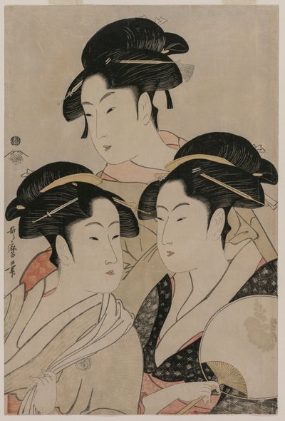 Tomimoto Toyohina, Takashimaya Ohisa, and Naniwaya Okita, c. 1794.  作： Kitagawa Utamaro