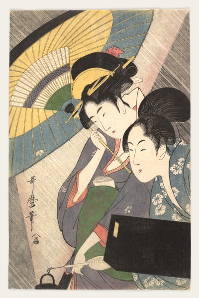 傘の下の2人の女性、1790年代 作： Kitagawa Utamaro