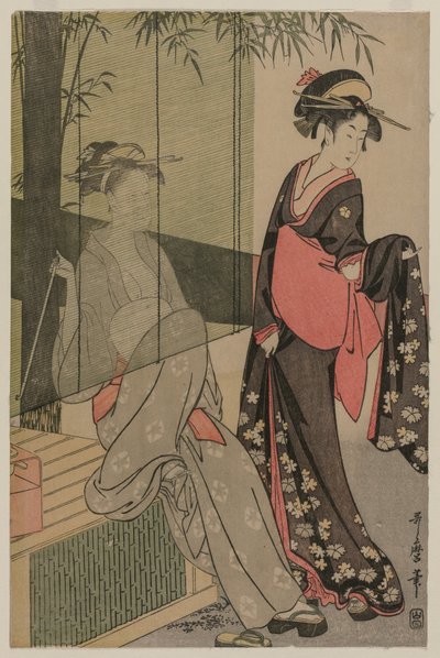 竹盲による二人の女性、c。 1797または1798。 作： Kitagawa Utamaro