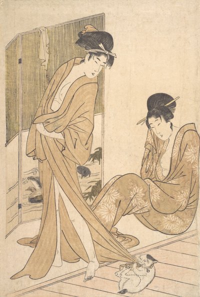 浴衣に包まれた二人の若い女性 風呂上がり 1796年頃 作： Kitagawa Utamaro