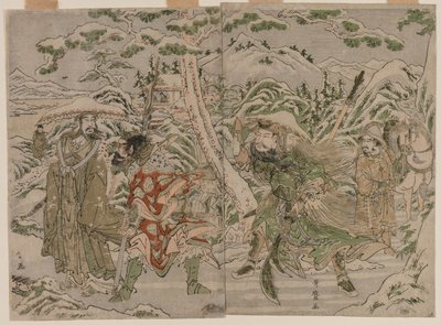 三国志ロマンスの冬景色c。 1790年。 作： Kitagawa Utamaro