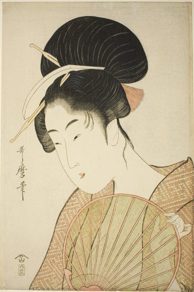 うちわを持つ女性 作： Kitagawa Utamaro