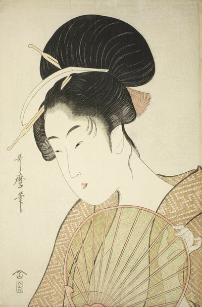 うちわを持っている女c.1797 作： Kitagawa Utamaro