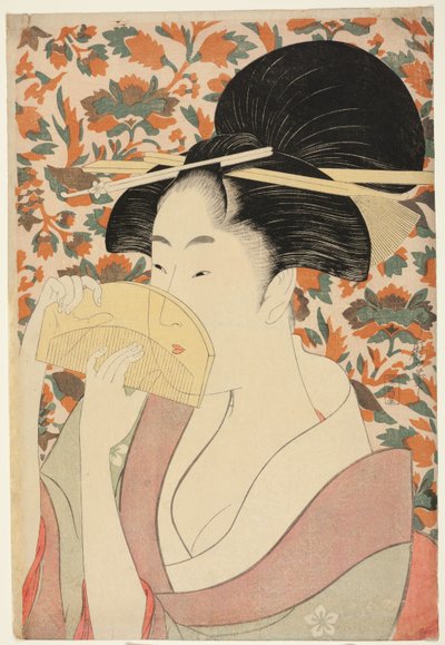 鼈甲のくしを持つ女 作： Kitagawa Utamaro