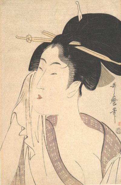 浴後にくつろぐ女性（1790年代 作： Kitagawa Utamaro