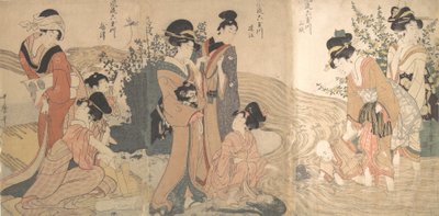 小川のほとりの女性と子供たち 18世紀末～19世紀初頭 作： Kitagawa Utamaro