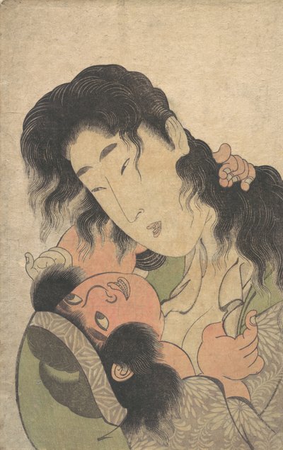 若き日の金時と戯れる山姥（1795年頃 作： Kitagawa Utamaro