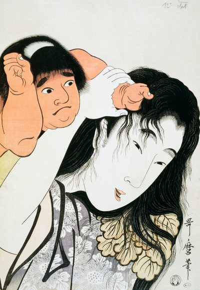 喜多川歌麿（1753-1806）の浮世絵「山姥と金太郎」木版画 日本の文明 江戸時代 作： Kitagawa Utamaro